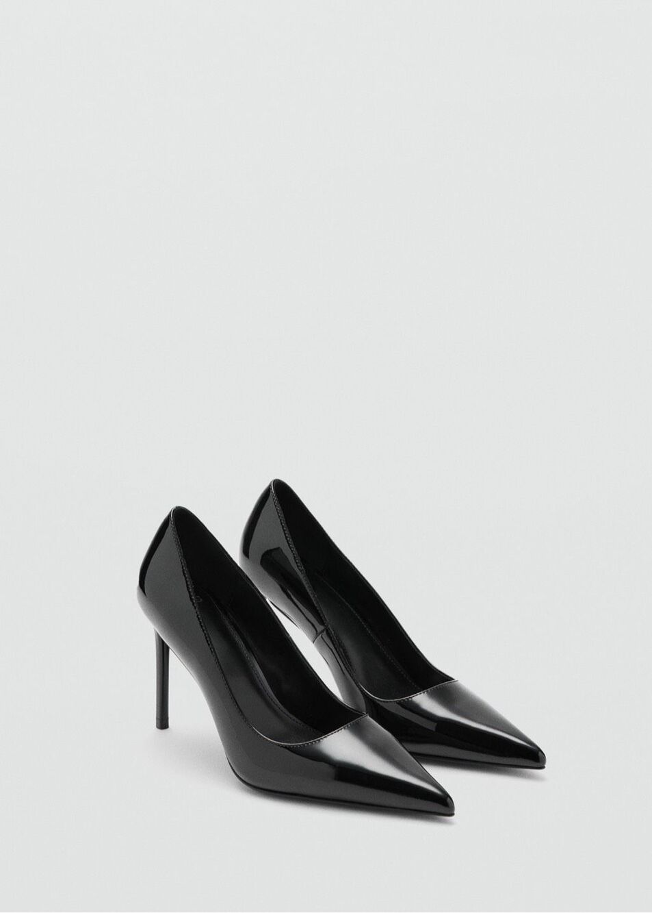 Mango MNG Patent Stiletto Heel Pumps Pointed Toe Black Womens EU 39 US 8.5 NEW